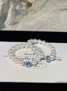施家珍珠海蓝宝手链女时尚轻奢款