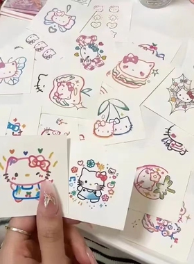 kitty猫贴纸女孩儿童奖励纹身贴手臂卡通水印贴防水持久多巴胺贴