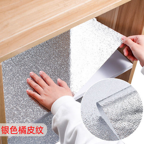 厨房防水锡纸抽屉防潮橱柜贴纸厨房柜子柜门家具翻新台面墙纸自粘 - 图1