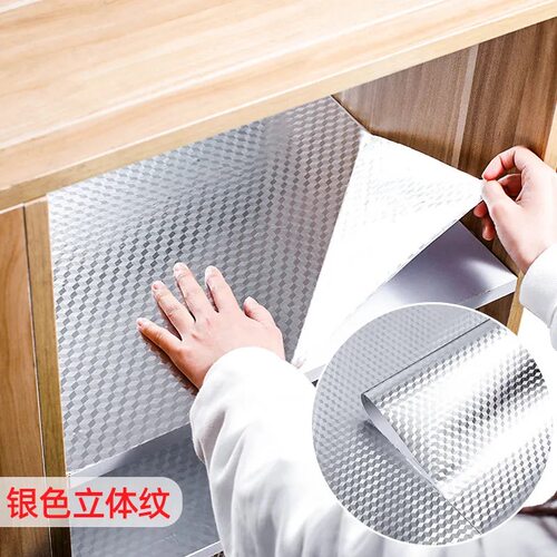 厨房防水锡纸抽屉防潮橱柜贴纸厨房柜子柜门家具翻新台面墙纸自粘 - 图2
