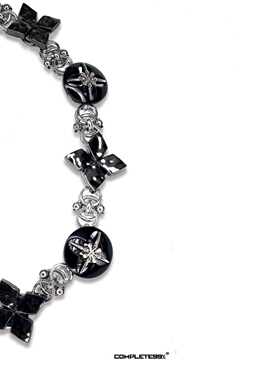 十字花八芒星纽扣情侣手链项链