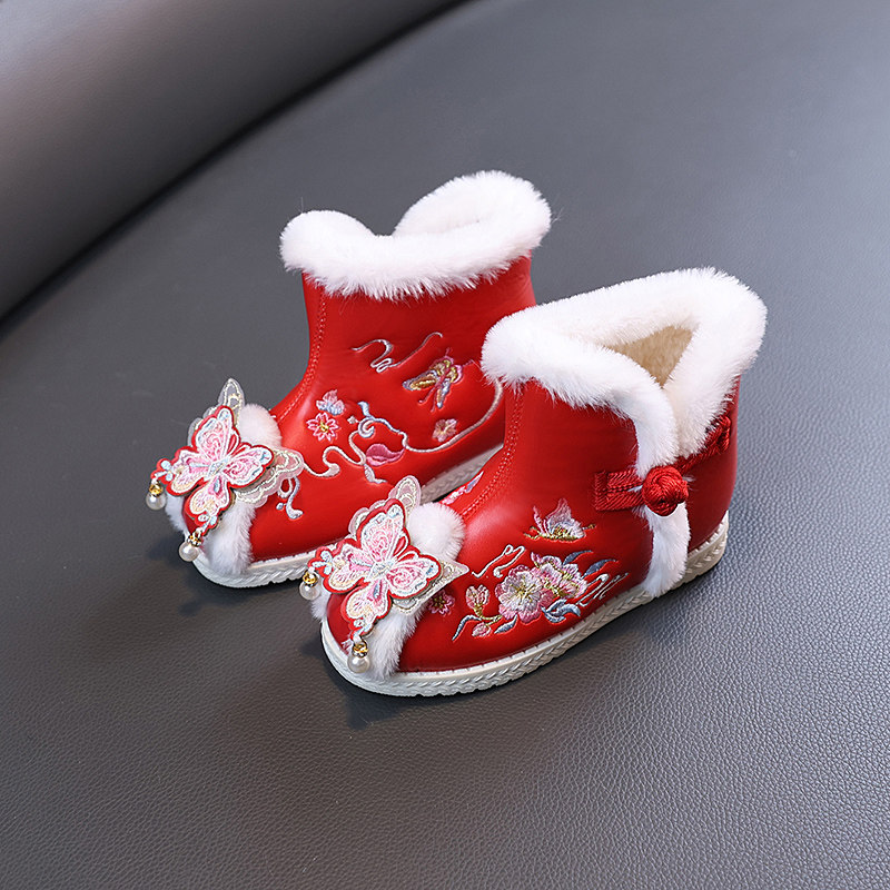 女童棉鞋儿童绣花鞋中国风汉服鞋2024冬季棉靴子加绒古风鞋拜年鞋,淘宝优惠券,粉丝福利购,淘宝优惠卷