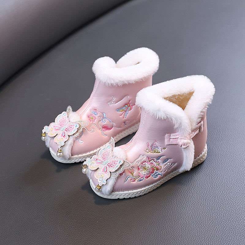 女童棉鞋儿童绣花鞋中国风汉服鞋2024冬季棉靴子加绒古风鞋拜年鞋,淘宝优惠券,粉丝福利购,淘宝优惠卷