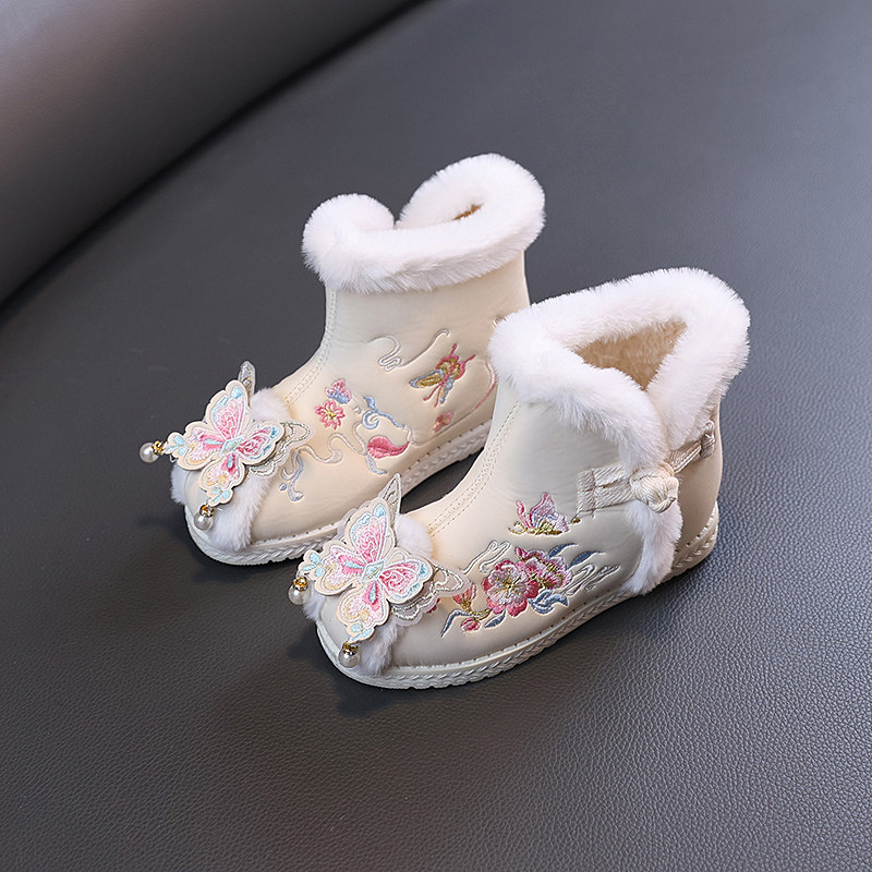 女童棉鞋儿童绣花鞋中国风汉服鞋2024冬季棉靴子加绒古风鞋拜年鞋,淘宝优惠券,粉丝福利购,淘宝优惠卷