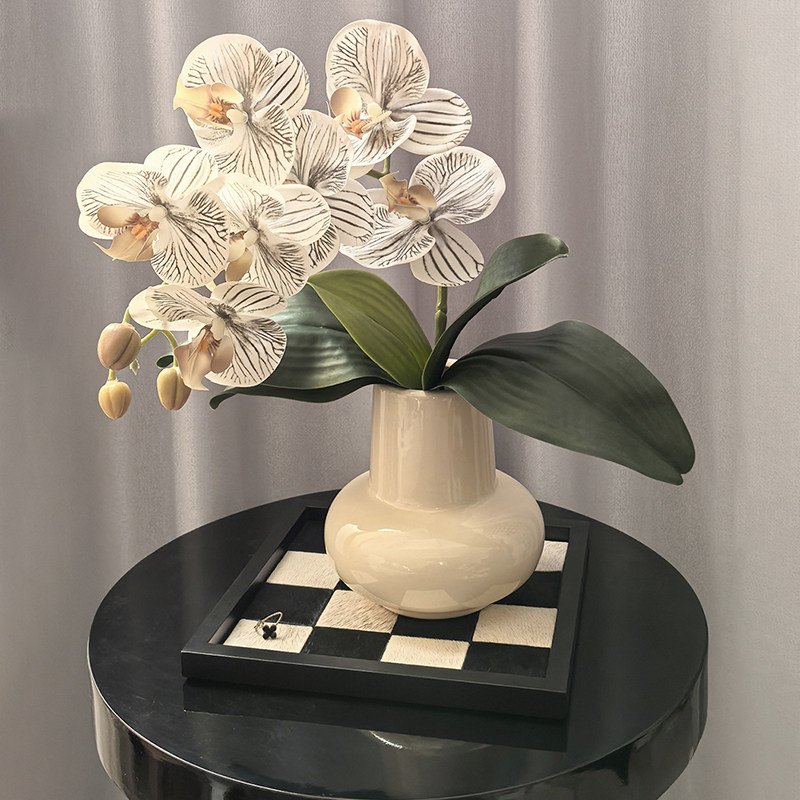 LIVETAI轻奢风家居餐桌花艺客厅餐厅ins仿真花保湿蝴蝶兰陶瓷花瓶,淘宝优惠券,粉丝福利购,淘宝优惠卷