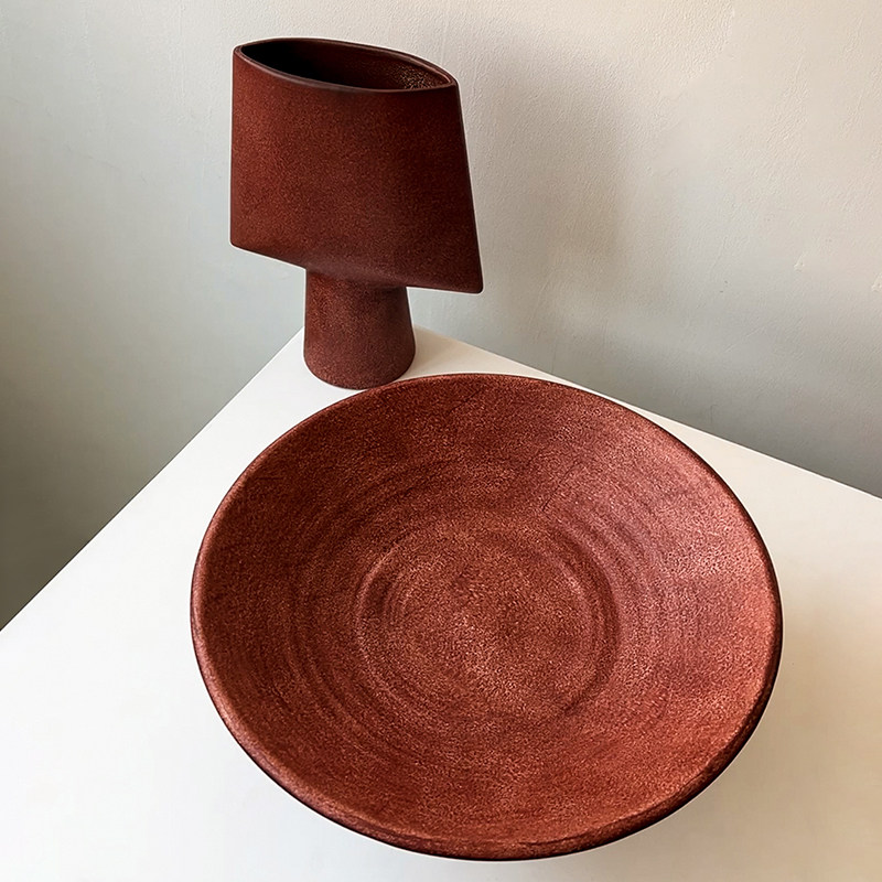 LIVETAI 诧寂风几何抽象花瓶家用客厅创意饰品莫兰迪色陶瓷干花器,淘宝优惠券,粉丝福利购,淘宝优惠卷