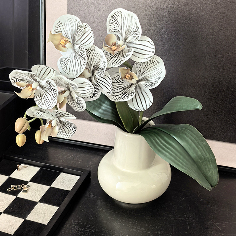 LIVETAI轻奢风家居餐桌花艺客厅餐厅ins仿真花保湿蝴蝶兰陶瓷花瓶,淘宝优惠券,粉丝福利购,淘宝优惠卷