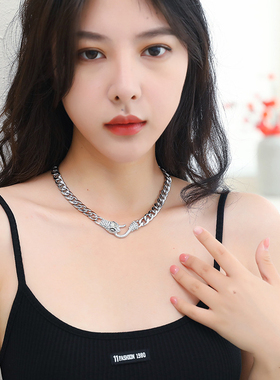 蛇衔尾粗款项链毛衣链小众个性