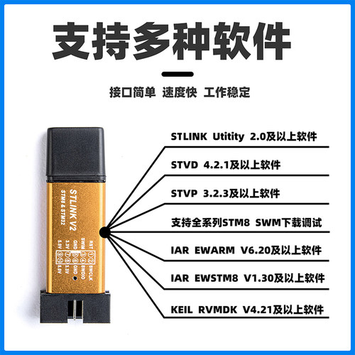 绿深STLINK V2下载器MINI编程器STLINK/V2烧录器STM8 STM32仿真器 - 图1
