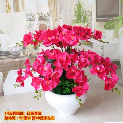 蝴蝶兰仿真花盆栽假花客厅卧室摆放花艺装饰花塑料花干花绢花婚庆 - 图2