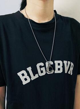 嘻哈潮ins张艺兴同款项链男钛钢