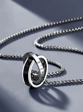 钛钢珍珠链双环男女不掉色项链