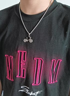 钛钢男女自行车项链买一送龙骨链