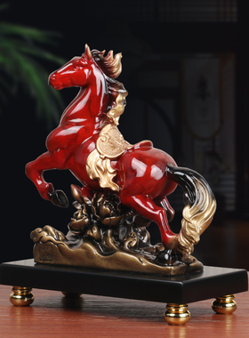 马上发财生肖马摆件彩铜马工艺
