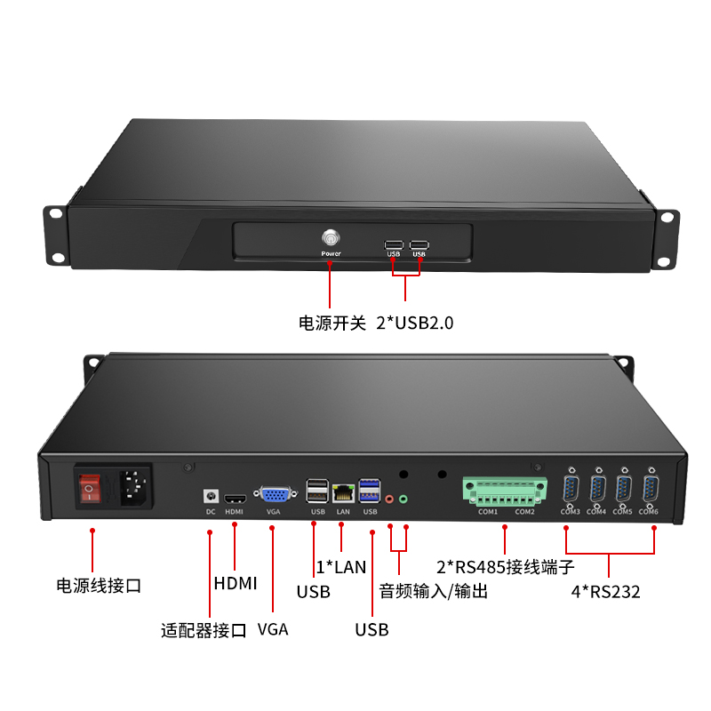 倍控八10代酷睿I5-10510U工控机1U机架式RS485接线端子RS232ITXJ1900四核J4125四核电脑服务器云主机Linux - 图0