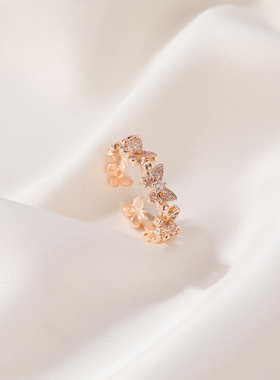 wish速卖通新品满钻开口蝴蝶戒指