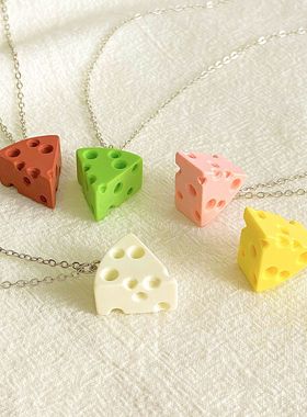 韩国森系甜美奶酪项链女 欧美ins风创意设计奶酪陷阱项链友谊项链