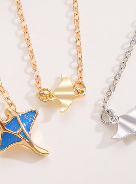 欧美跨境新款简约滴油魔鬼鱼项链