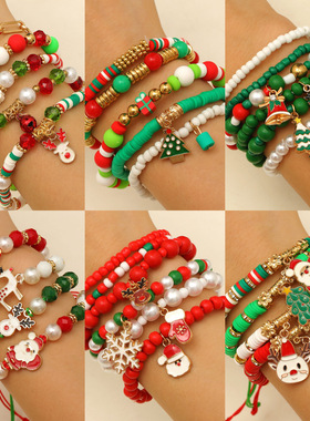 欧美圣诞套装手链滴油雪花圣诞老