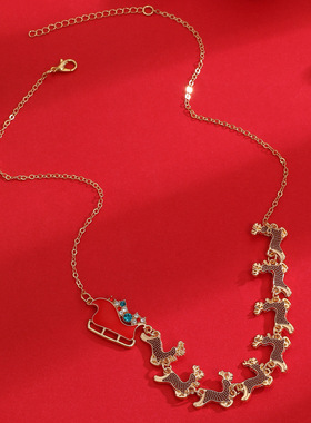 欧美跨境新款圣诞节项饰小众雪橇