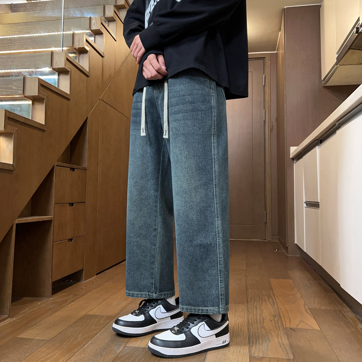 2026新款牛仔裤男九分裤秋冬宽松直筒阔腿休闲老爹裤男牛仔库加绒,淘宝优惠券,粉丝福利购,淘宝优惠卷