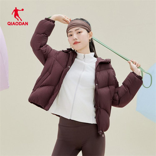 乔丹梭织羽绒服女2025冬季保暖宽松综训休闲运动外套QDEGM2254038 - 图2