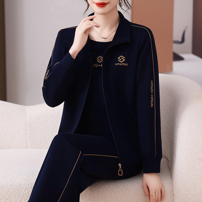 恩狐中年妈妈秋季新款时尚显瘦春秋减龄中老年女运动套装三件套装,淘宝优惠券,粉丝福利购,淘宝优惠卷