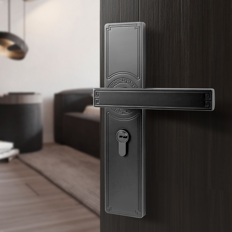 名门静音门锁室内卧室锁具新中式黄古铜分体锁卫生间实木门锁把手 - 图2