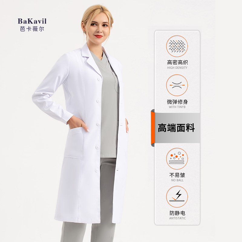 高端白大褂医生服牙科口腔医护夏季短袖薄款医学生实验室工作服女 - 图0
