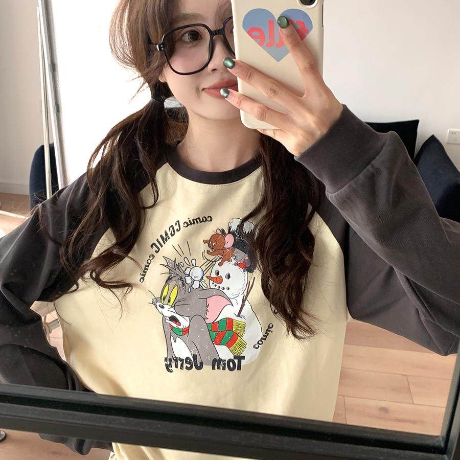 馨帮帮 春季新款撞色卡通睡衣女+碎花蕾丝边睡裤可外穿休闲家居服,淘宝优惠券,粉丝福利购,淘宝优惠卷