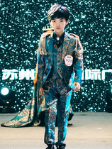 Childrens suit boy gown suit 2023 autumn and winter walking show flower boy handsome and small suit to host piano for a show