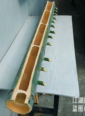 定制鱼池大鱼缸过滤长竹筒横竹筒流水鱼盆过滤竹排增氧器水景喷泉