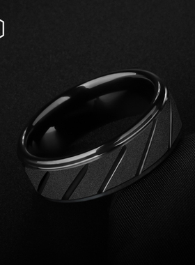 MOKANI潮男磨砂钨金戒指可刻字