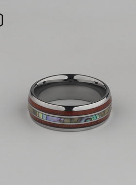 MOKANI潮牌男士商务彩贝钨金戒指