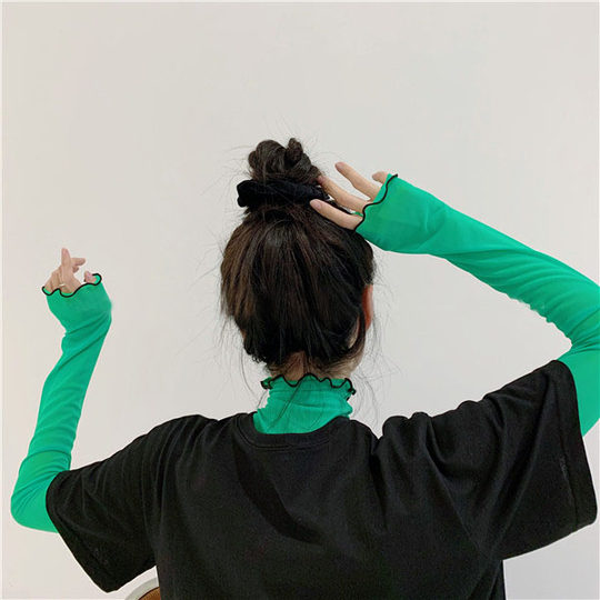 Thin top new style high collar fungus inner bottoming shirt long sleeve t-shirt women's slim and stylish ins