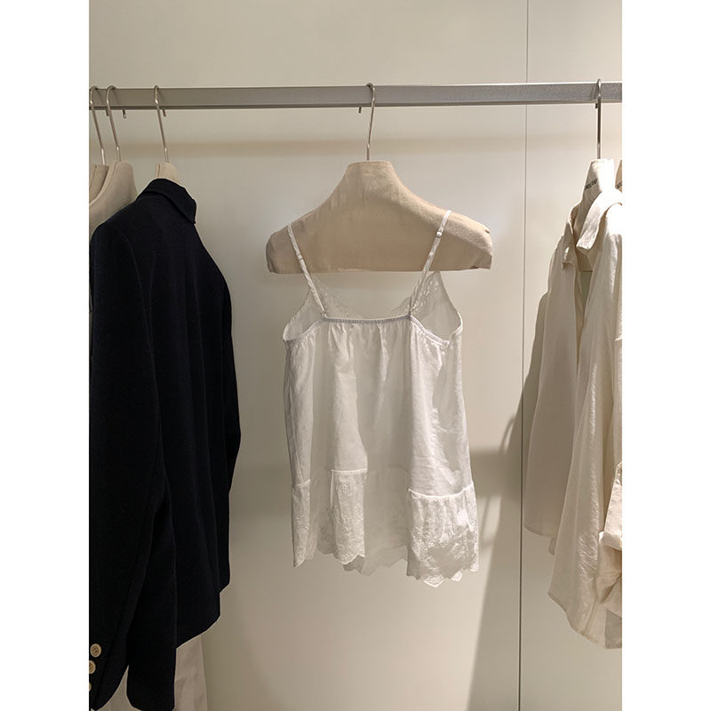 棉麻花边吊带裙韩版显瘦百搭白色蕾丝提花a字连衣裙2025春,淘宝优惠券,粉丝福利购,淘宝优惠卷