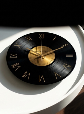 创意黑胶唱片造型时钟桌面摆件