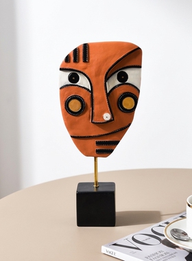 橙色抽象面具桌面装饰摆件