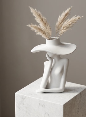 创意人物造型白陶瓷花瓶摆件