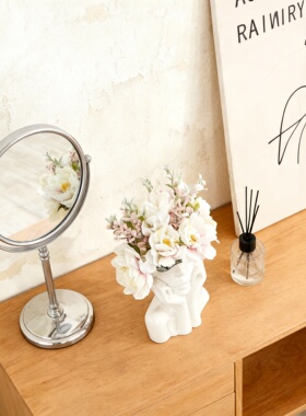 北欧陶瓷台式双面圆形化妆镜