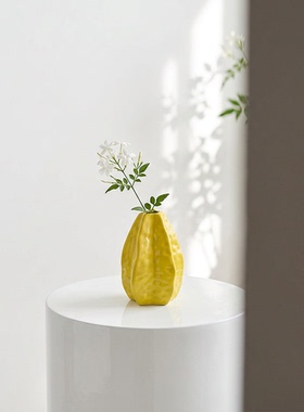 创意黄色陶瓷花瓶水培家居摆件