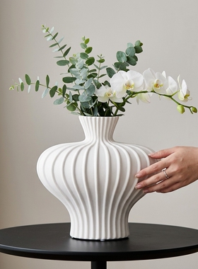 北欧风白色陶瓷花瓶家居摆件