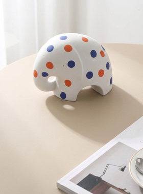 ins可爱波点小象陶瓷摆件