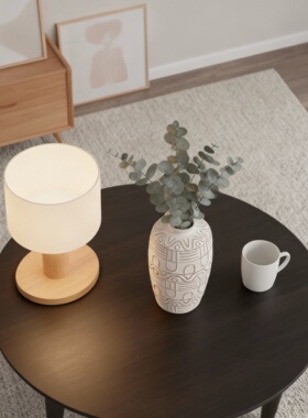 白色陶瓷几何纹花瓶摆件