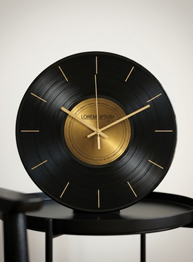 创意黑胶唱片造型复古时钟摆件