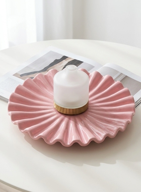 法式陶瓷花瓣香薰托盘摆件收纳