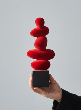 红色抽象雕塑摆件客厅卧室装饰