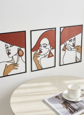 现代简约抽象人物金属立体摆件