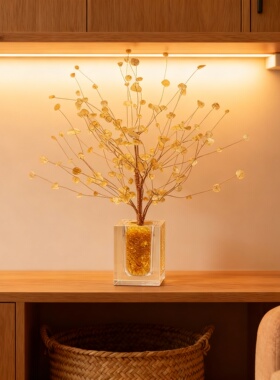 小众金色叶子水晶装饰摆件