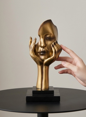 创意金色手部造型头像摆件